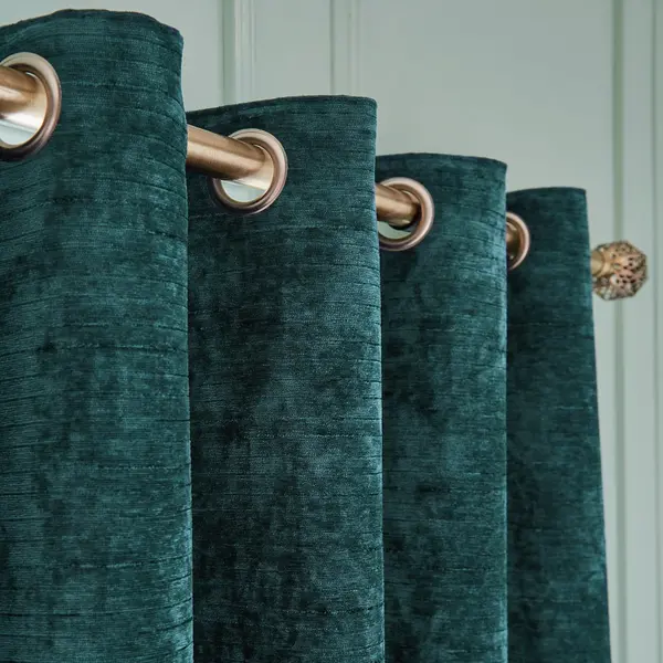 image of Hyperion Hyperion Selene Chenille Curtain - Teal - 168X229cm