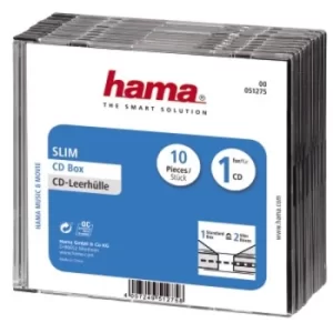 image of Hama Slim CD Jewel Case, pack of 10, transparent/black