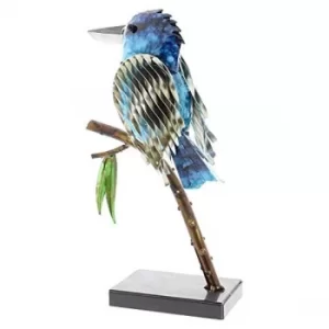 image of Country Living Hand Painted Metal Kingfisher on Branch 32cm