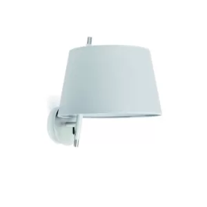 image of Tango Satin Nickel Wall Lamp Grey Shade, E14