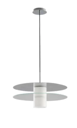 Image of Record Double Disc Pendant, Tinted Glass, Chrome, Opal, E27