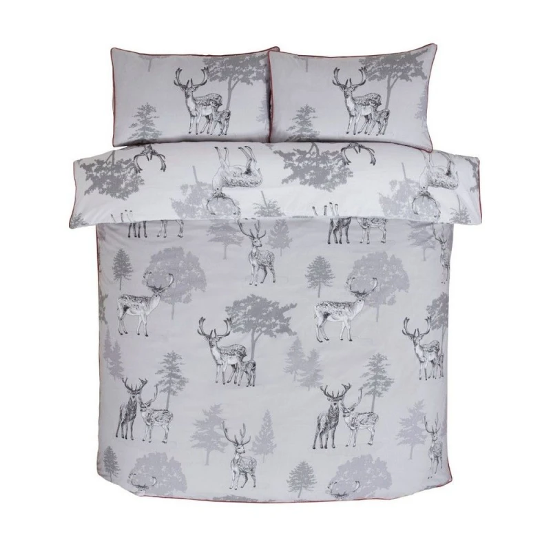Image of Rapport Sherwood Stag Duvet Cover Set in Grey Size: Single Grey Unisex Single