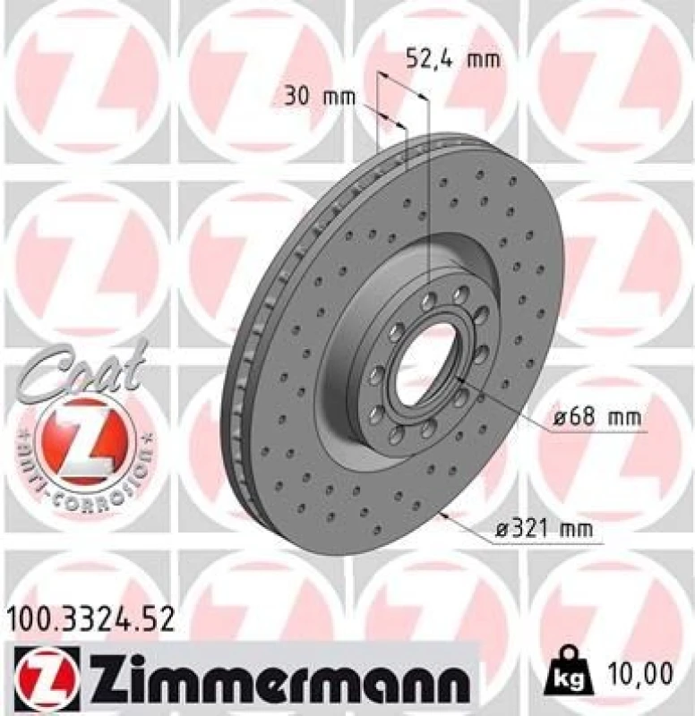 Image of ZIMMERMANN Brake disc ZIMMERMANN 100.3324.52