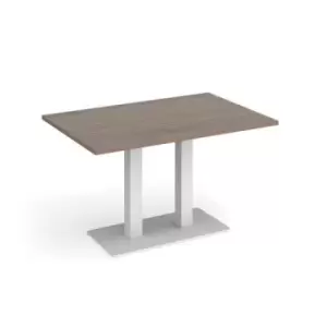 Image of Eros rectangular dining table with flat white rectangular base and twin uprights 1200mm x 800mm - barcelona walnut