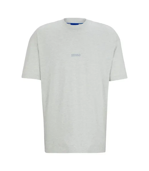Image of HUGO Blue Nouveres Cotton-Jersey T-Shirt - M Grey Tops male 50516996-082 M