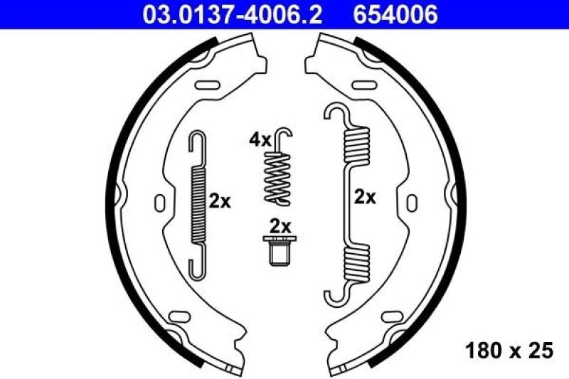 Image of ATE 03.0137-4006.2 Handbrake Shoes with accessories Brake Shoe Set,parking brake (1419)