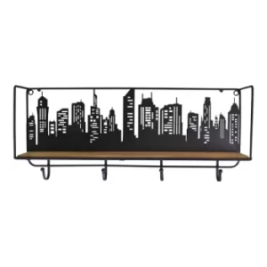 Image of City Skyline Shelf Unit With 4 Hooks
