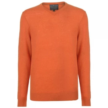 image of Howick Arlington V-Neck 100% Lambswool Jumper - Dusk Orange