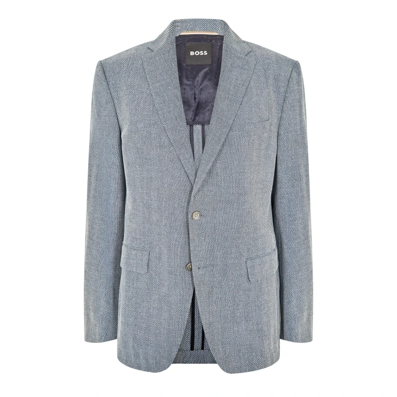 Image of Boss Mens H-Hutson-Elbow Blazer Open Blue male 36 (46)