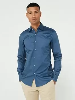 Image of BOSS H-hank-kent-c3-214 Slim Fit Longsleeve Shirt, Blue, Size 39=15.5In, Men