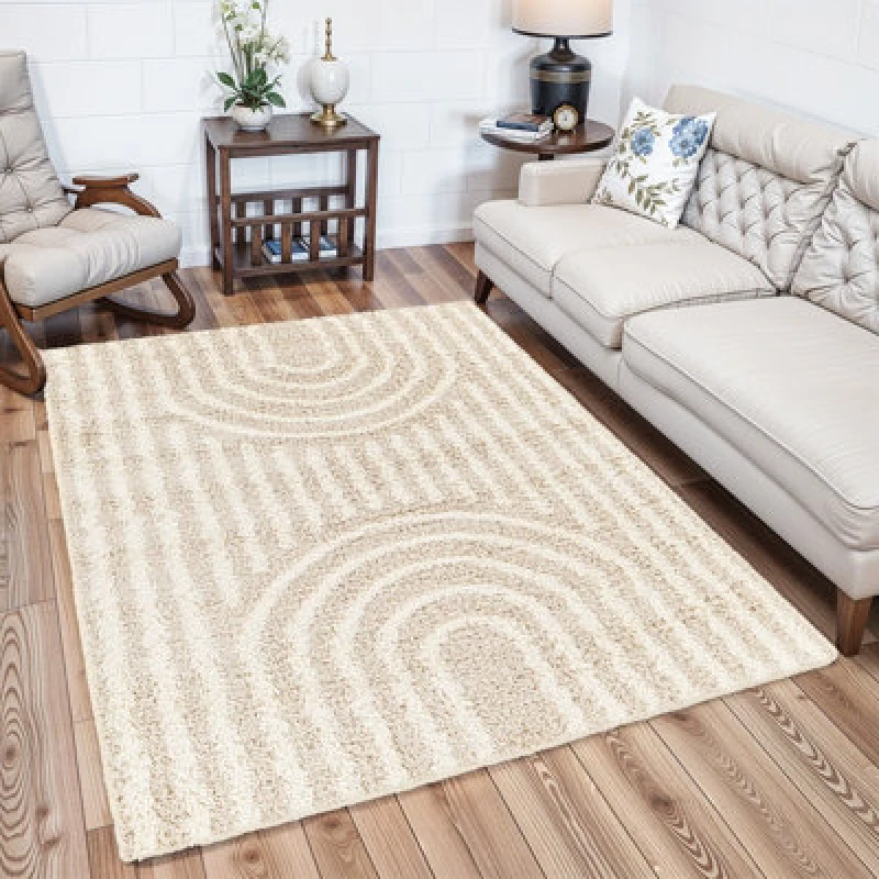 Image of Livabliss Shaggy Modern Plush Pile Beige Christina Area Rug 200 X 290 Cm - Easy Care, Non Shedding, Ideal For Living Room & Bedroom
