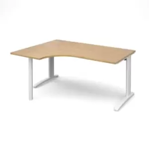 Image of Office Desk Left Hand Corner Desk 1600mm Oak Top With White Frame 1200mm Depth TR10 TBEL16WO