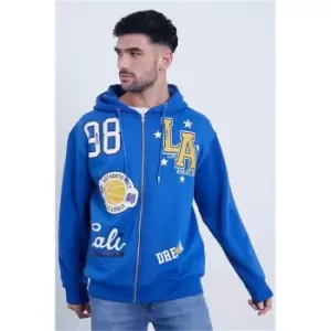 I Saw It First Cobalt Blue La 98 Graphic Zip Through Hoodie - Blue