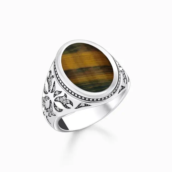 image of Thomas Sabo Sterling Silver Sterling Silver Gold Blue Tigers Eye Zirco