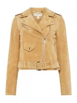 image of Michael Kors Classic suede moto jacket Light Brown