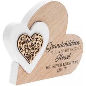 Image of Sentiments Double Heart Side Block - Grandchildren Fill A Space