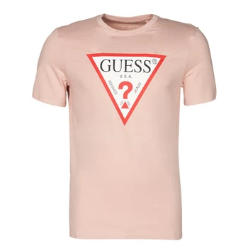 image of Guess CN SS Original LOGO TEE mens T shirt in Pink - Sizes XXL,S,M,L,XL,XS