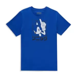 Image of Sonic The Hedgehog Sonic Katakana Mens T-Shirt - Blue - L