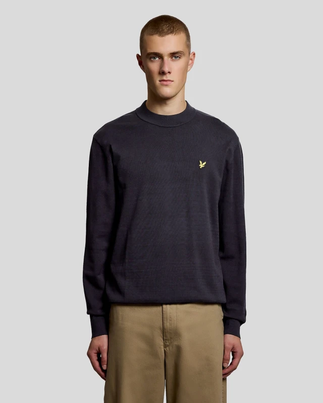 Image of Lyle & Scott Mens Relaxed Fit Mock Neck Jumper in Navy