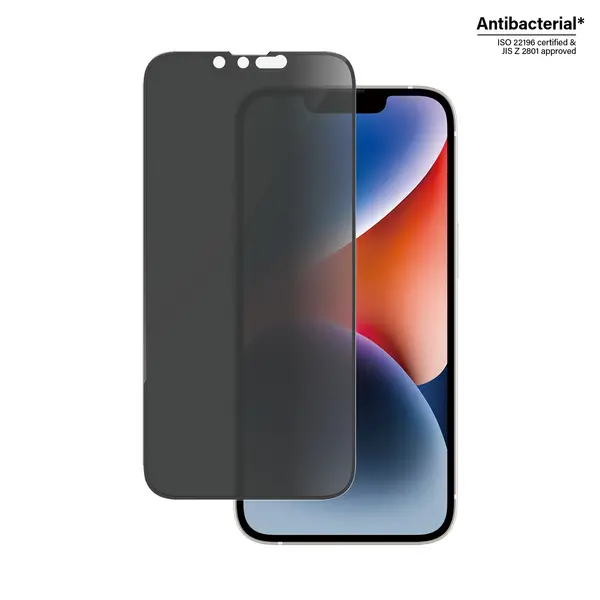 image of iPhone 13/13 Pro/14 PanzerGlass UltraWide Fit Privacy EasyAligner Screen Protector - Black Edge