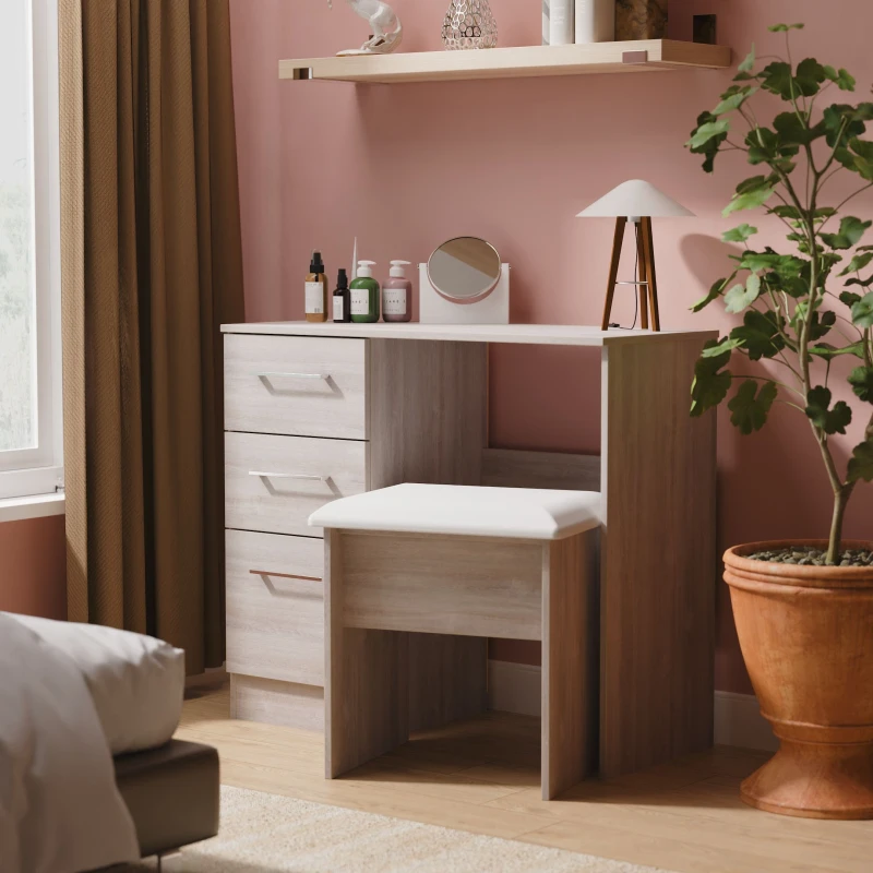 Image of Ready Assembled 2 U Gloucester 3 Drawer Vanity (Ready Assembled) in Light Grey Light Grey Unisex