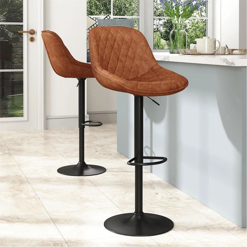 Image of Kabinet UK 2-Set PU Leather Counter Swivel Height Bar Stools Black Brown unisex One size