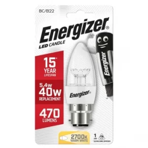 Image of Energizer LED Candle Warm White BC B22 5.4w 470lm
