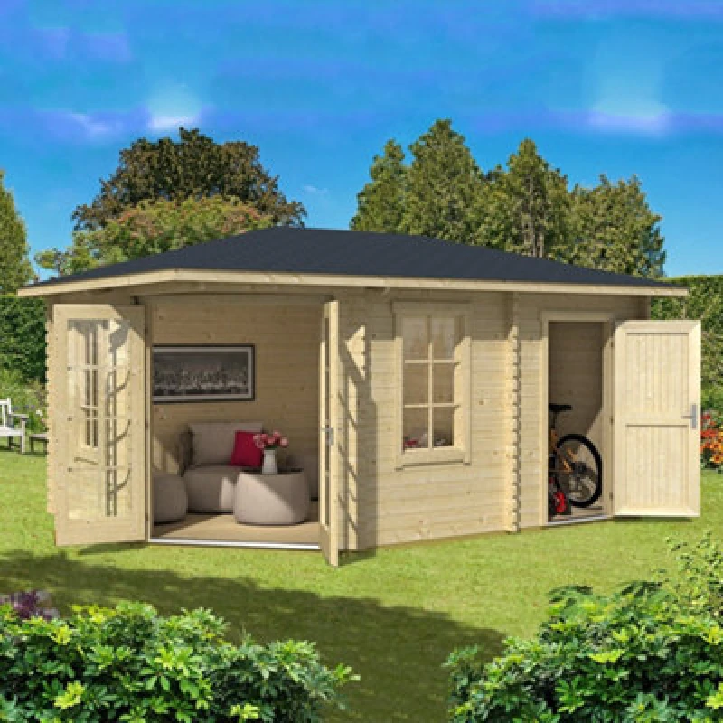 Image of Lasita Maja Lasita Anderby 2 Right Hand Corner Cabin - 4.5M X 3M - Summer House With Side Store