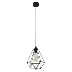 Image of Karo Wire Frame Pendant Ceiling Light Black 24cm
