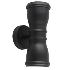 Image of Outdoor IP44 Twin Wall Light Sconce Black LED GU10 7W Bulb External d01128