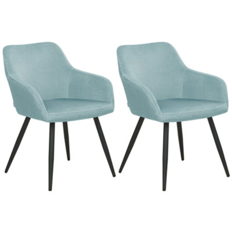 Image of Beliani Set Of 2 Dining Chairs Casmalia Velvet Light Blue
