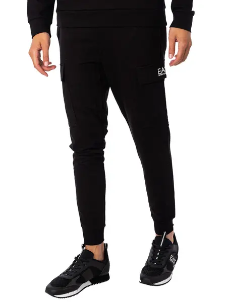 Image of EA7 Logo Cargo Joggers Black/White XXL