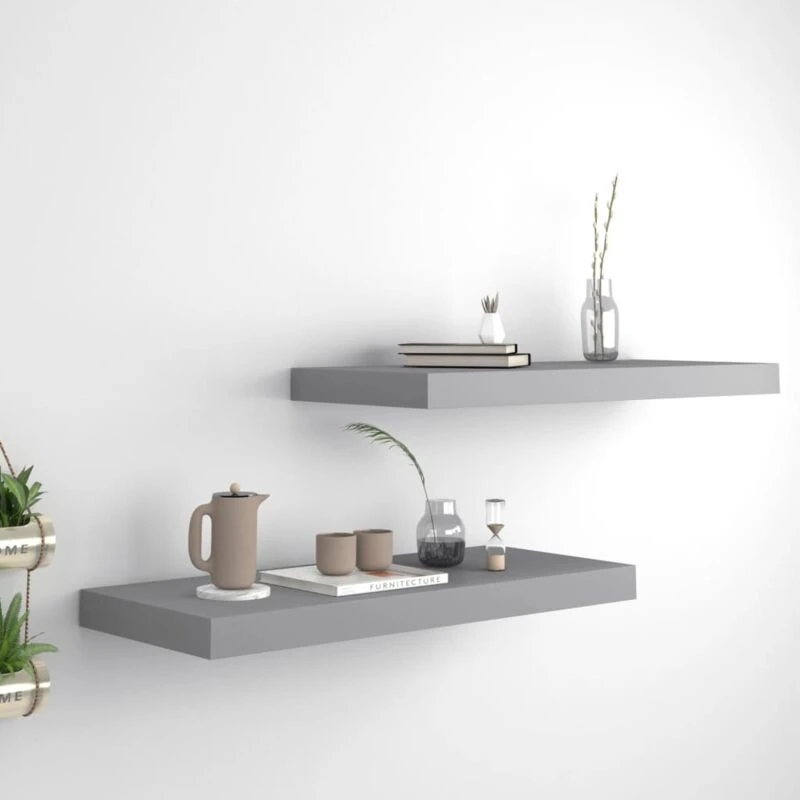 Image of VIDAXL Vidaxl - Floating Wall Shelves 2 pcs Grey 60x23.5x3.8cm mdf 8720286074855