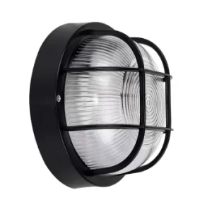 image of Pendle IP44 Round Bulkhead Wall Light in Black