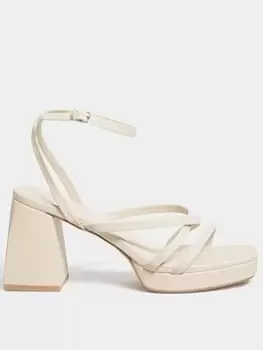 image of Yours Yours Wide Fit Chunky Platform Strappy Sandal White, Size 5E, Women