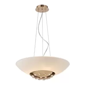 Image of Amada Pendant 6 Light G9, French Gold/Opal White Glass