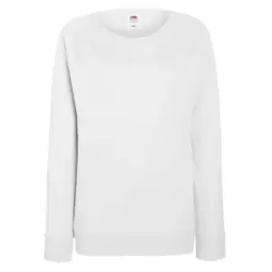 Image of Fruit OF The Loom Ladies Fitted Lightweight Raglan Sweatshirt (240 GSM) (S) (White)