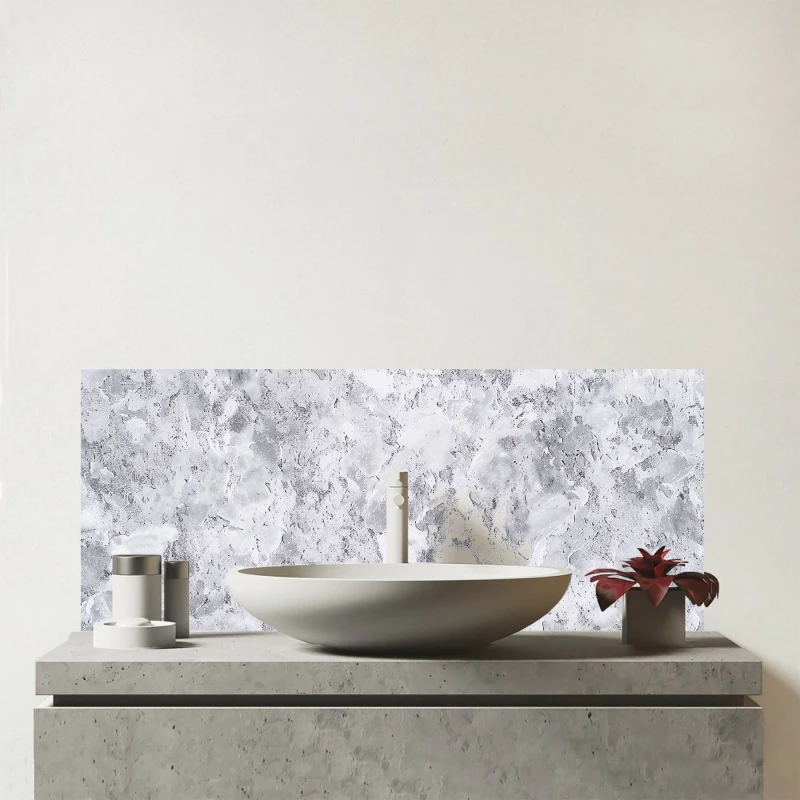 Image of Warren Reed - Designer Grey Quartz Effect Glass Bathroom Splashback in Pink Pink Unisex