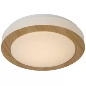 Image of Lucide DIMY - Flush Ceiling Light Bathroom - Ø28,6cm - LED Dim. - 1x12W 3000K - IP21 - 3 StepDim - Light Wood
