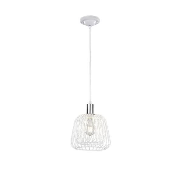 image of Sanna Vintage Wire Frame Pendant Ceiling Light White