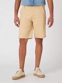 Image of Wrangler Casey Regular Fit Chino Shorts - Beige, Beige, Size L, Men