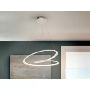Image of Looping Integrated LED Pendant Ceiling Light Matt White 3000K 1800Lm