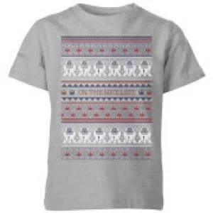 Image of Star Wars On The Nice List Pattern Kids Christmas T-Shirt - Grey - 11-12 Years