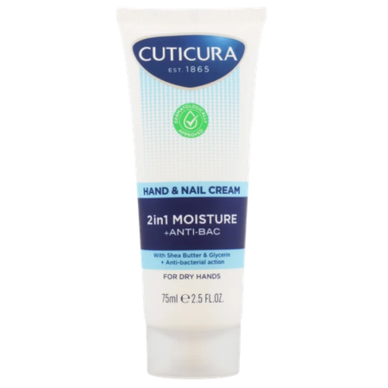 Image of Cuticura 2In1 Moisture Anti-Bacterial Hand & Nail Cream - 75ml CUT-473950