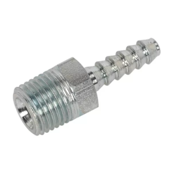 Image of Genuine SEALEY AC38 Screwed Tailpiece Male 1/4BSPT - 3/16 Hose Pack of 5