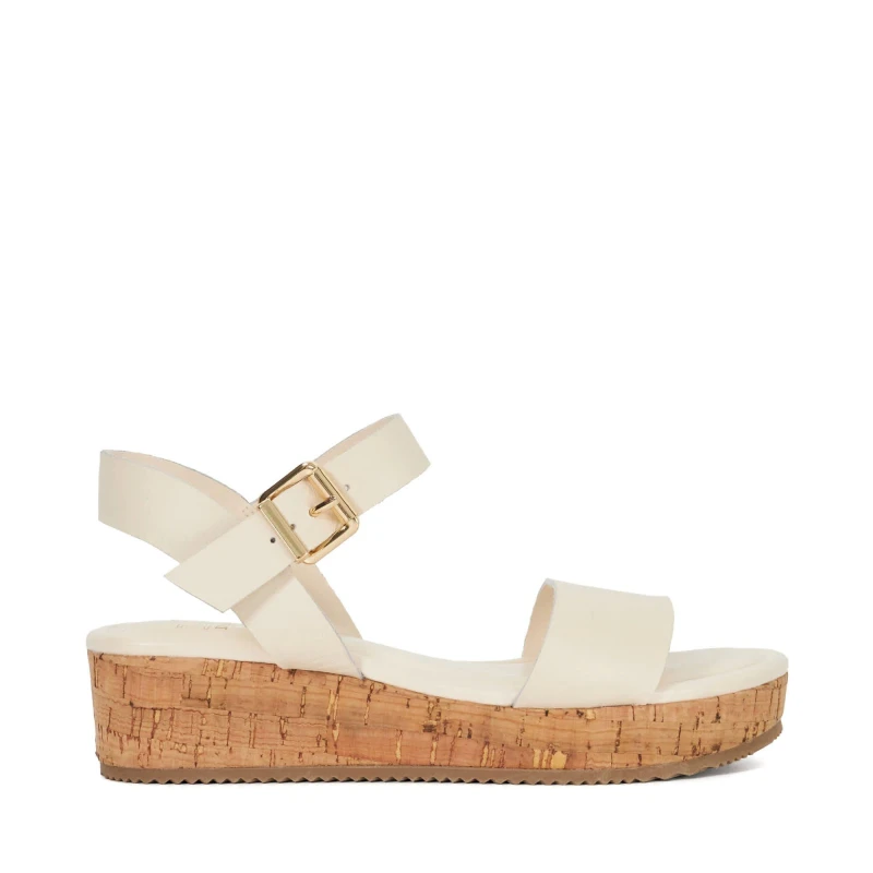 Image of Dune London Womens Lazered Leather Flatform Sandals Ecru female 4 (37)