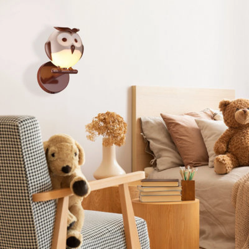 Image of Milagro Owl Wall Lamp 1Xg9 Part Of The Nature Themed Childrens Range Great For Bedroom Nursery Or Playhouse Safe And Comforting
