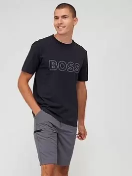 Image of BOSS 9 Large Logo T-Shirt - Dark Blue, Dark Blue, Size L, Men