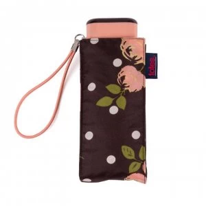 Image of Totes Compact Flat Rose Umbrella - PolkaDot Rose