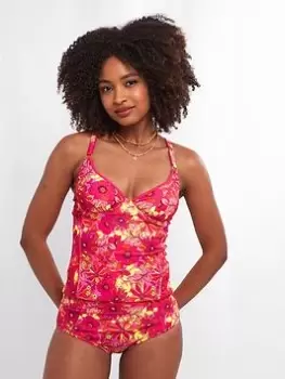 Image of Joe Browns Floral Festival Retro Tankini Top - Pink, Size 10, Women